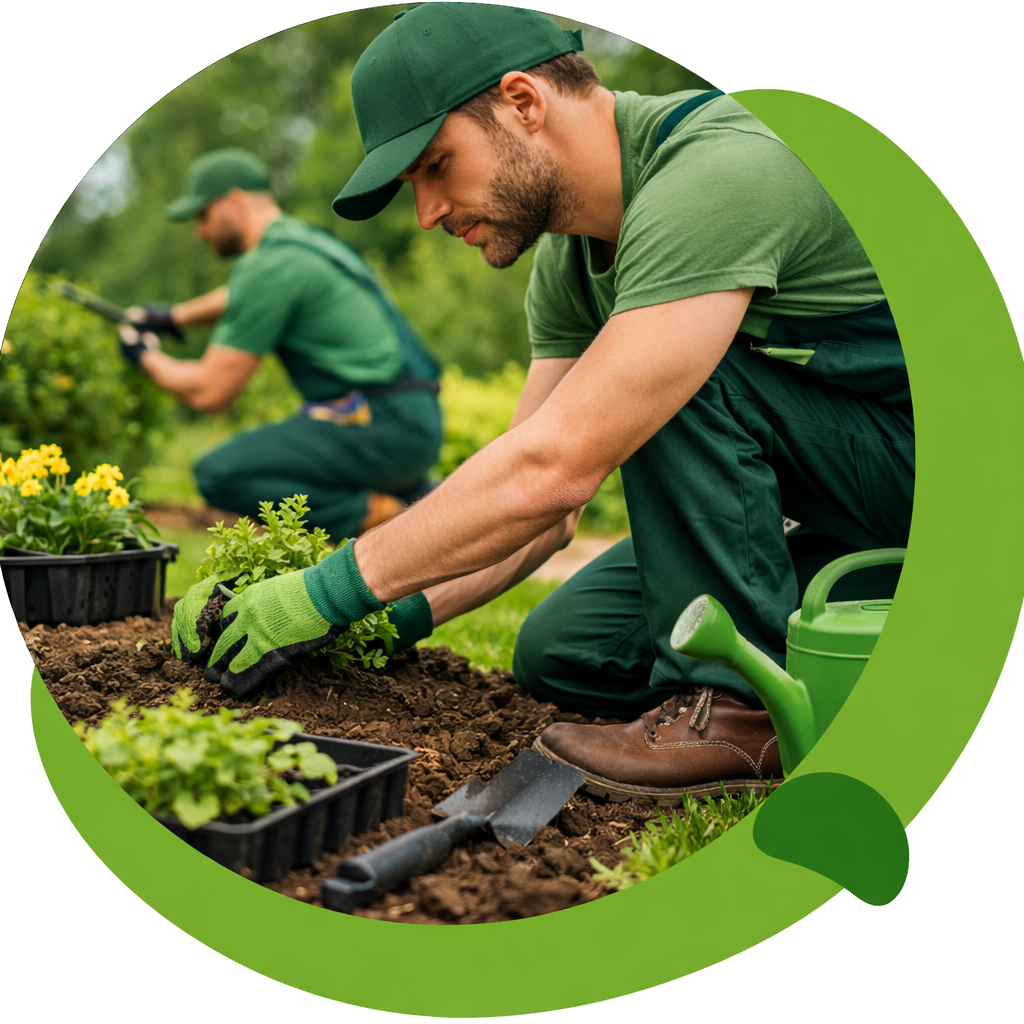 ALocalX landscaping team working on a residential yard